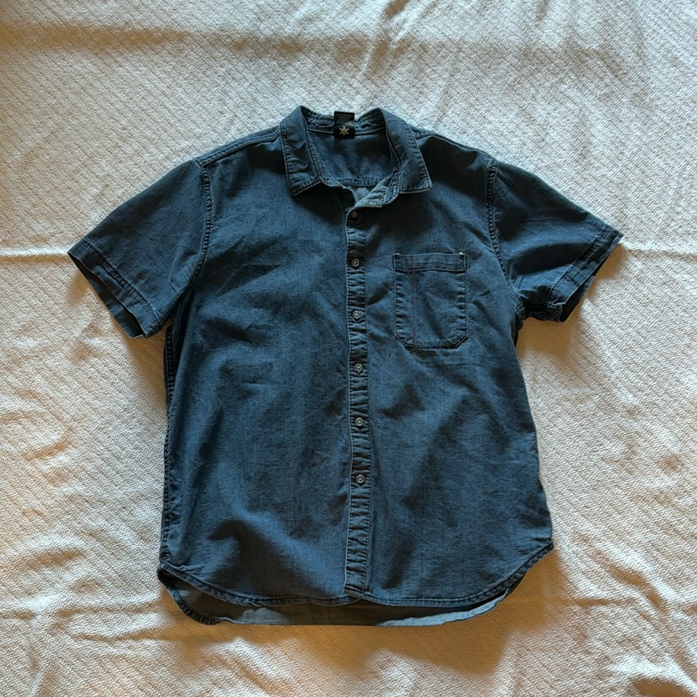Denim button down shirt. Dearborn Denim and Apparel. Soft denim shirt